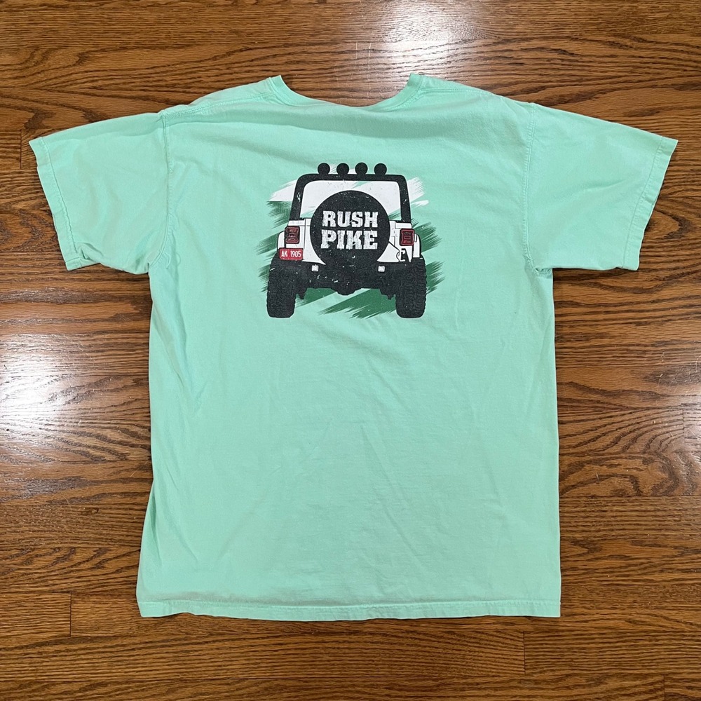 Rush Pike Pi Kappa Alpha Fraternity 2020 Jeep Graphic Pocket T-Shirt Green Large